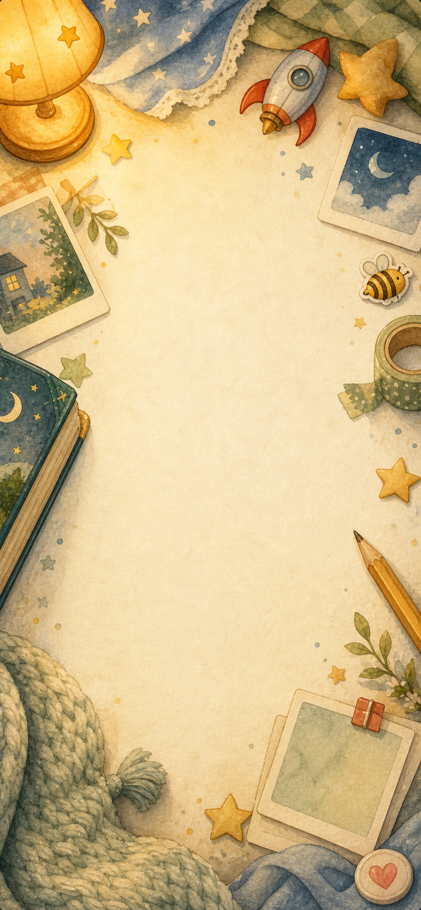 Warm storybook bedroom scene with a glowing heart lamp.
